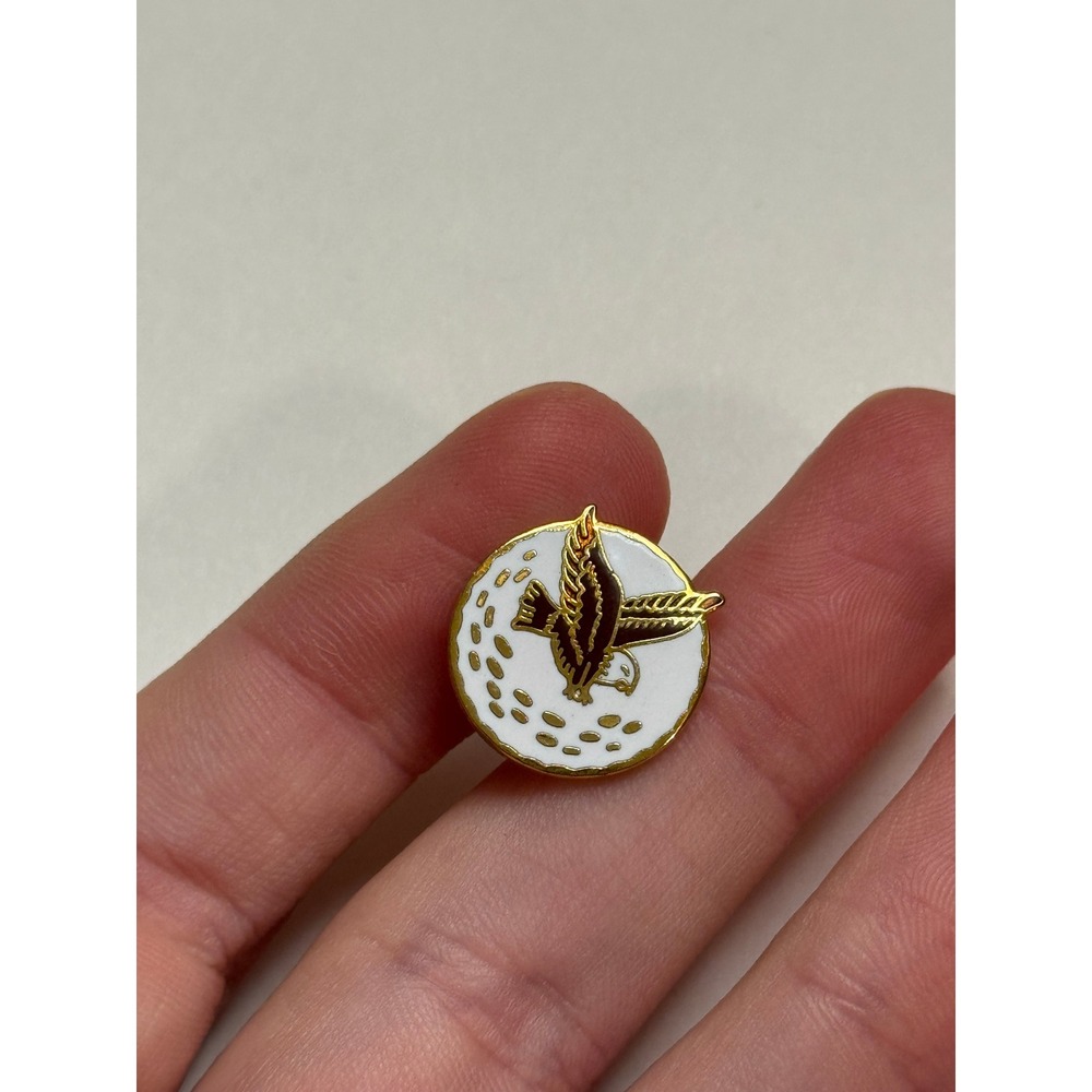 Gold Tone Eagle Golf Ball Enamel Lapel Pin Hat Tie Tack Logo